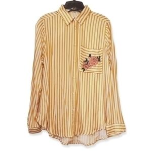 NWOT Striped Mustard and White Shirt